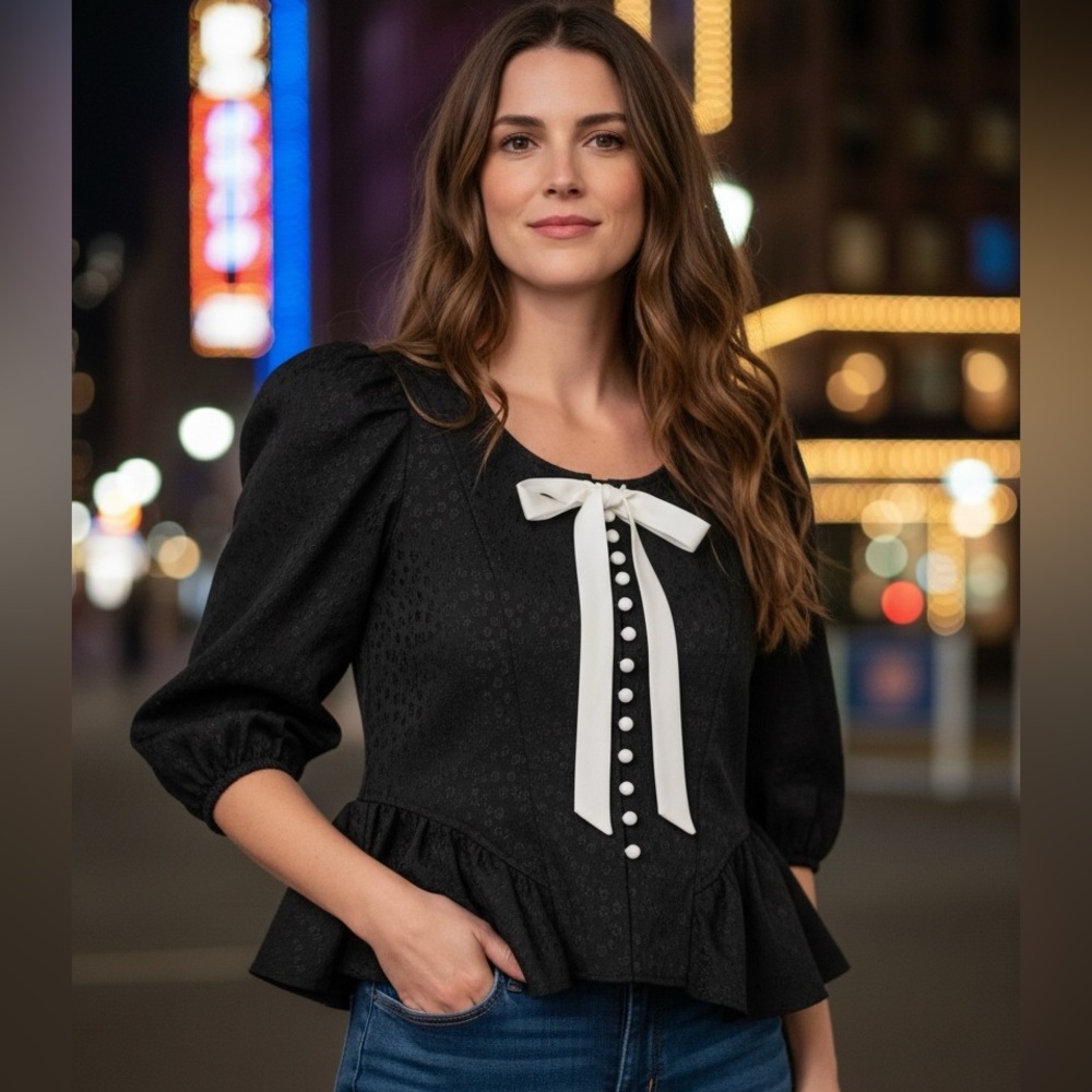 Jacquard Black Blouse